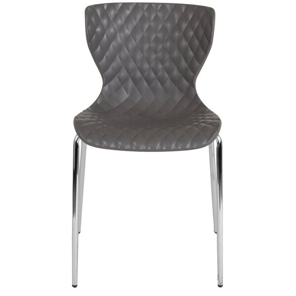 A grey Flash Furniture Lowell contemporary chair with chrome legs.