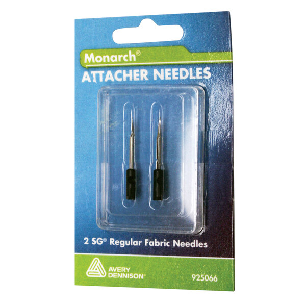 A package of two Monarch regular fabric needles for the tag attacher.