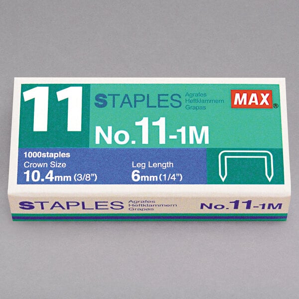 A box of MAX No. 11 staples.