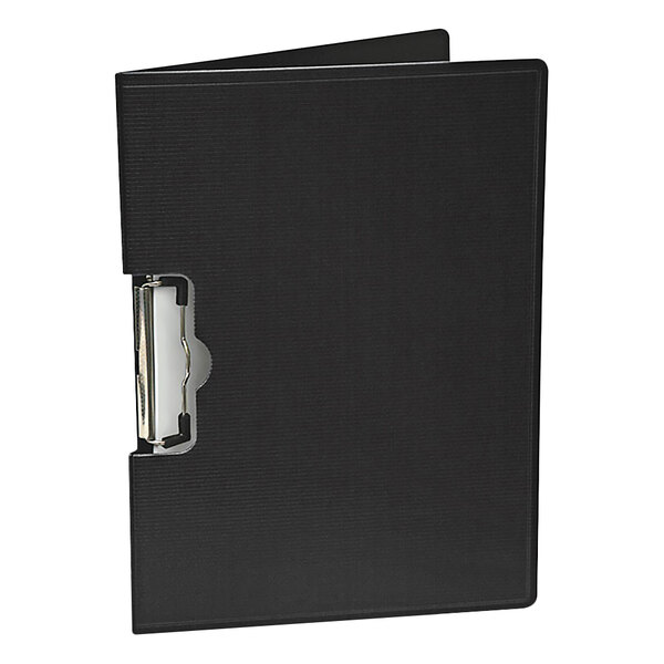 A black folder with a low-profile clip.