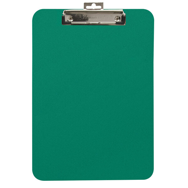 A green rectangular clipboard with a silver clip.