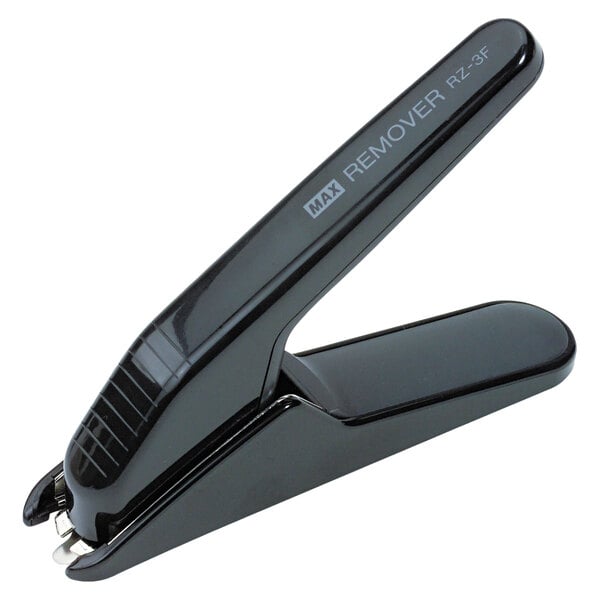 A black MAX heavy-duty plier-style staple remover with a handle.