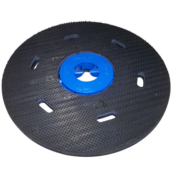A black and blue disc with a hole in the middle, the Minuteman 190620 Pad Driver.