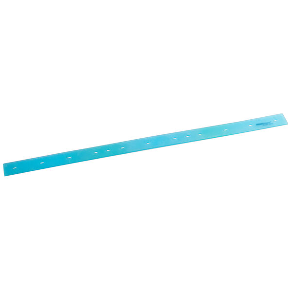 A blue rectangular plastic strip with holes.