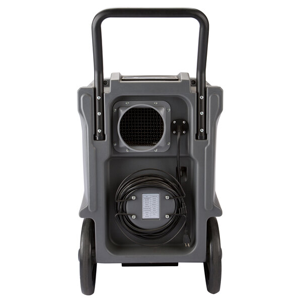 A blue and grey B-Air Vantage LGR dehumidifier with a black handle and wheels.