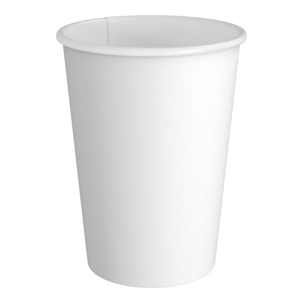 Choice 12 oz. White Poly Paper Hot Cup - 50/Pack