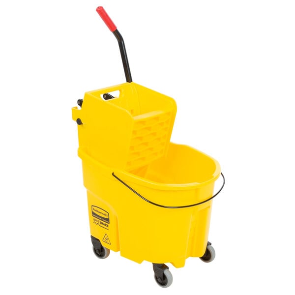 Yellow Side Press Rubbermaid Wavebrake Mop Bucket/Wringer Combo 35 Qt 