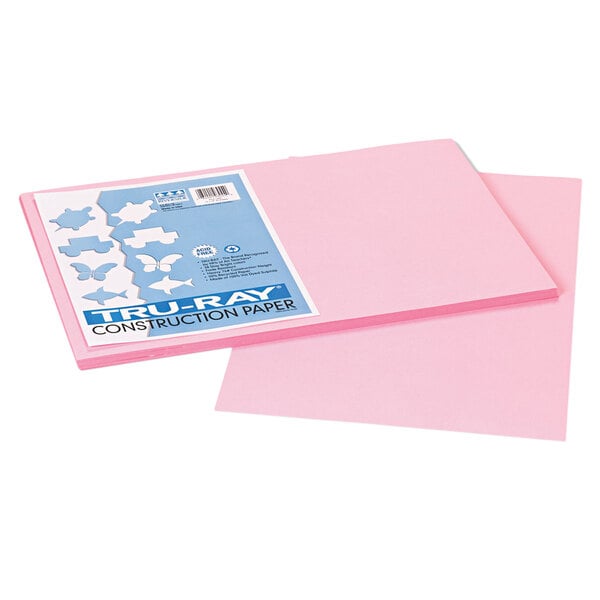 A stack of Pacon Tru-Ray pink construction paper.