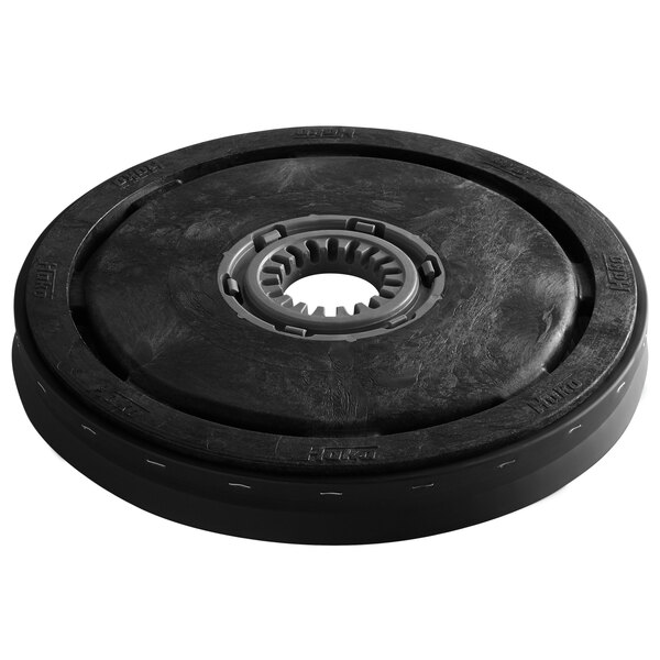 a black round object with a grey circle