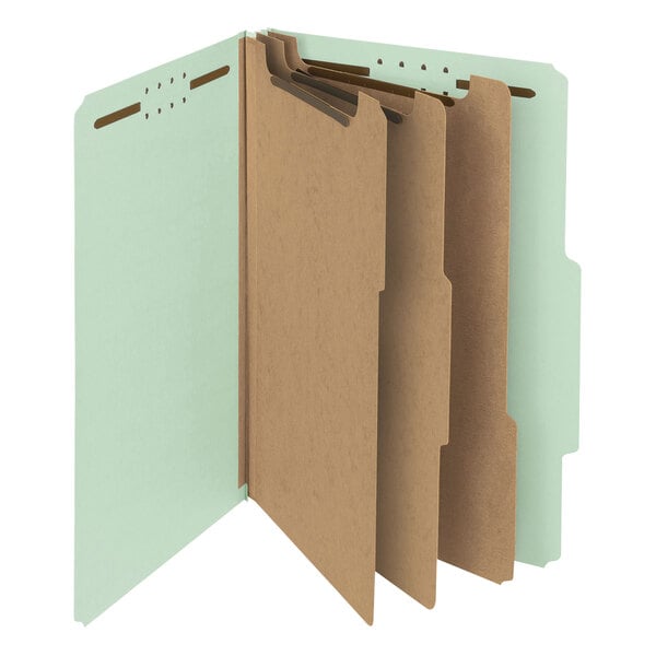 Smead 19093 Legal Size Gray / Green Pressboard 3 Divider Classification ...