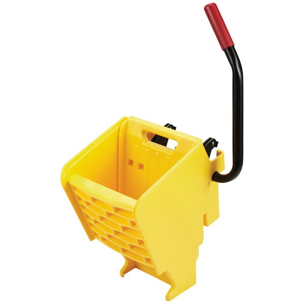 a yellow mop with a black handle