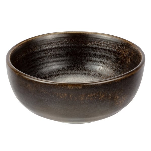 a brown bowl with a white background