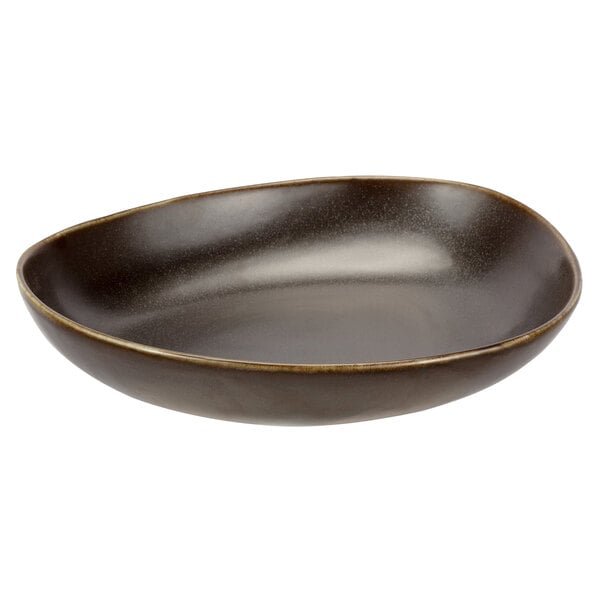 a brown bowl with a white background