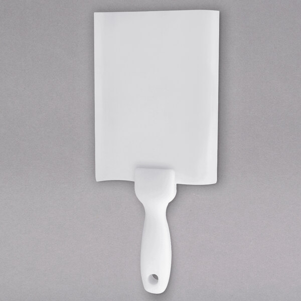 The Perfect 10 Spatula 13 3/4 x 6 White Heavy-Duty Plastic Bowl Scraper  with White Handle