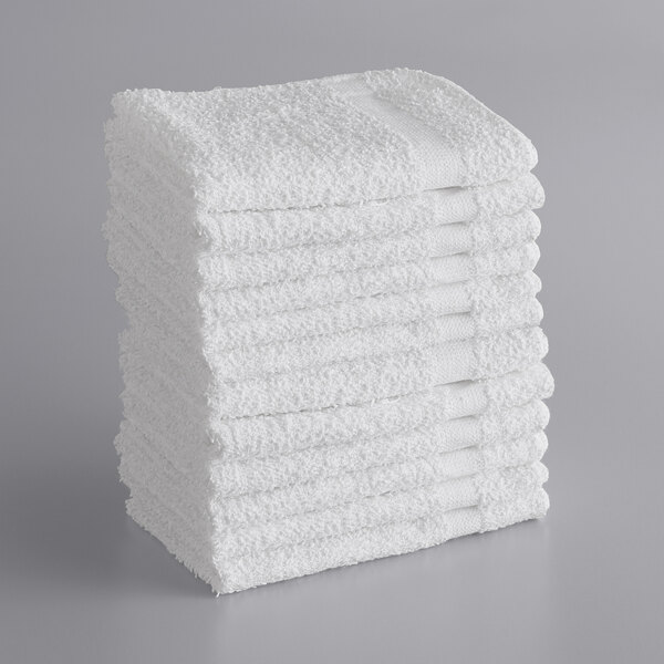 12 new white 100% cotton econ hotel wash cloths 12x12 washcloths 1# heavy duty 