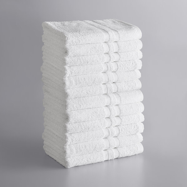 Bath Towels-12 Pack-24x50 inches-White-10.50 Lbs 100% Cotton 