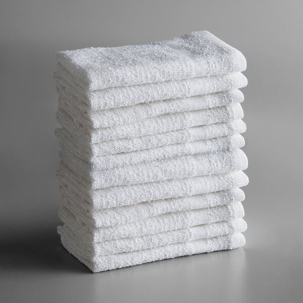 12 PACK WHITE WASH CLOTHS 12x12 INCHES COTTON BLENDED FACE TOWEL