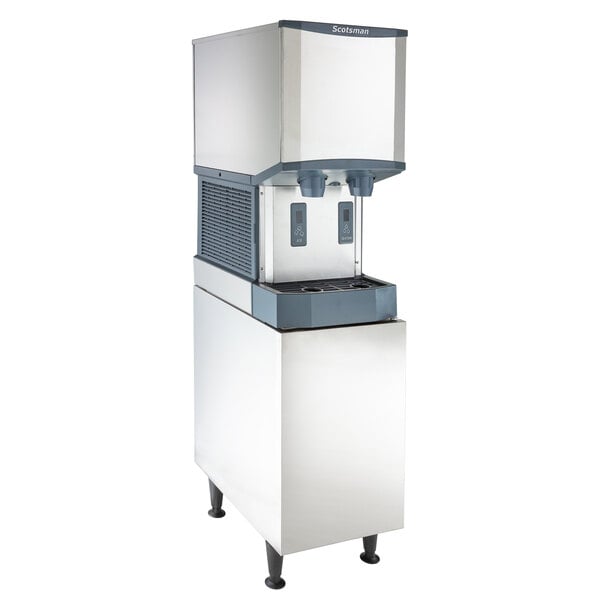 Scotsman HID312AB-1 Meridian 16 1/4 Air Cooled Nugget Ice Machine with 12  lb. Bin, Push Button Ice and Water Dispensing, and Enclosed Stand - 115V