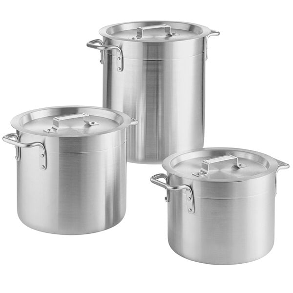 Choice 6-Piece Aluminum Stock Pot Set with 8 Qt., 12 Qt., and 16 Qt. Pots  and Covers