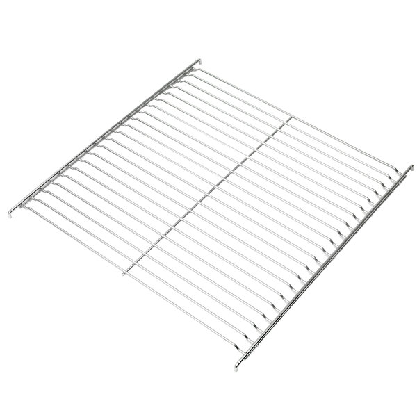 A wire rack with a metal grid on it.