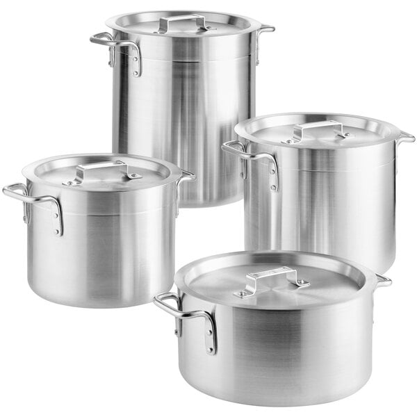 Choice Aluminum 6-Piece Pot/Pan Set with 8, 12 Frying Pans, and 12 Qt.  Stock Pot and Covers