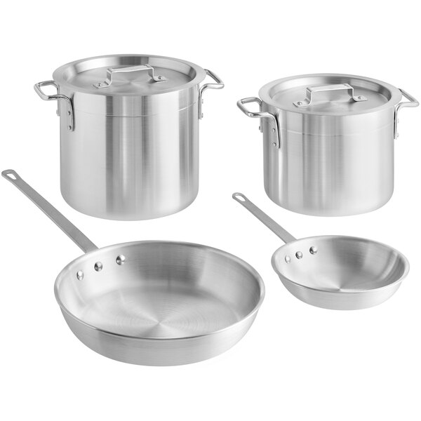 Choice Aluminum 6-Piece Pot/Pan Set with 8, 12 Frying Pans, and