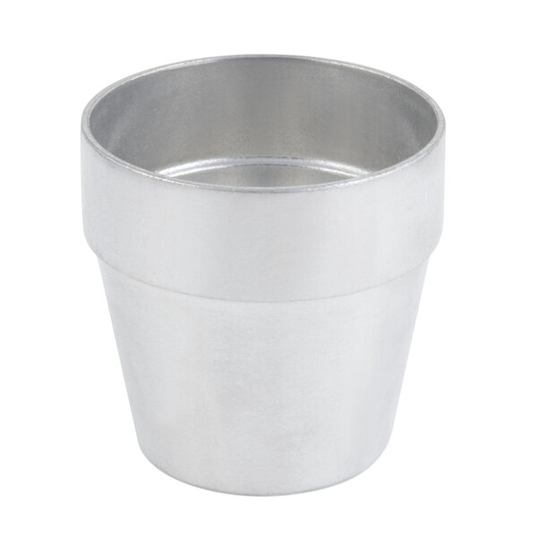 a silver pot with a white background