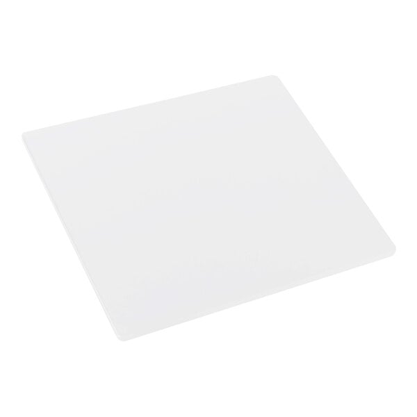 A white, square, flat tile with slightly rounded edges.