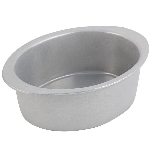 A silver oval shaped Bon Chef pan.