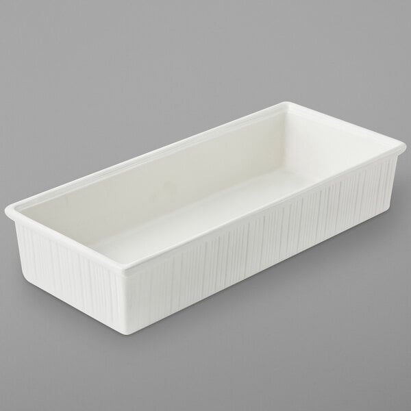 A white rectangular container with a rectangular bottom.