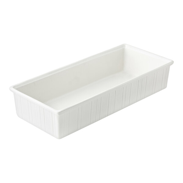Bon Chef 9505PWHT 10.5 Qt. White Sandstone Finish Rectangular Space Saver Bowl