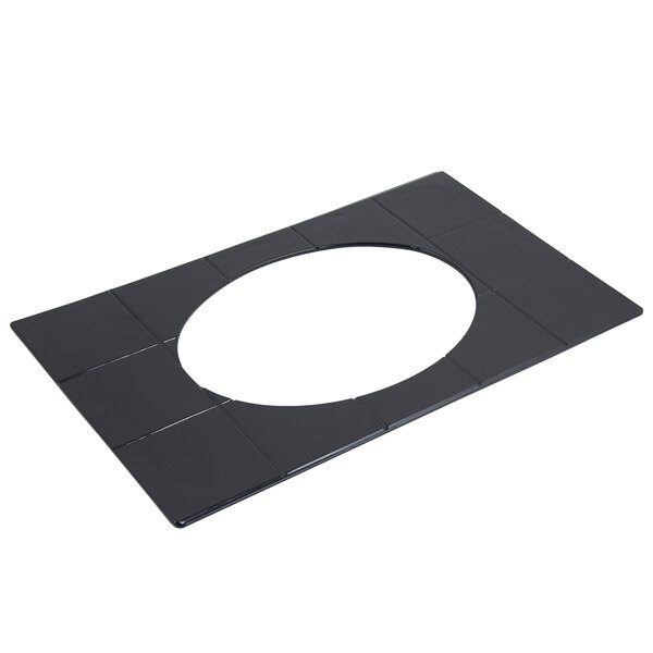 A black square Bon Chef tile with a circle in the middle.