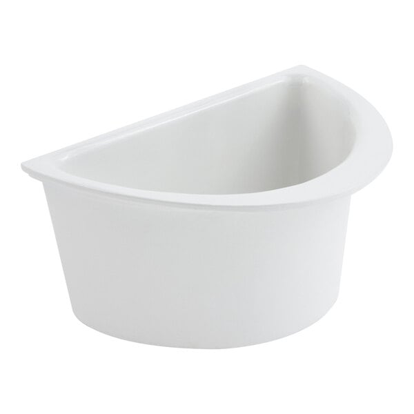 Bon Chef 5102PWHT 1.5 Qt. White Sandstone Finish Cast Aluminum Half Oval Food Pan