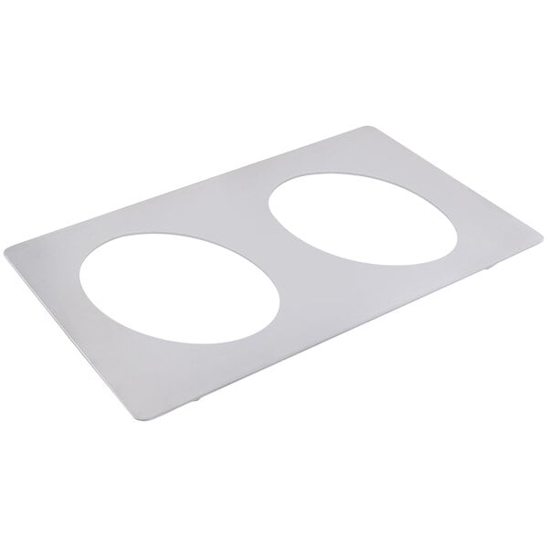 A white Bon Chef tile with two circles.