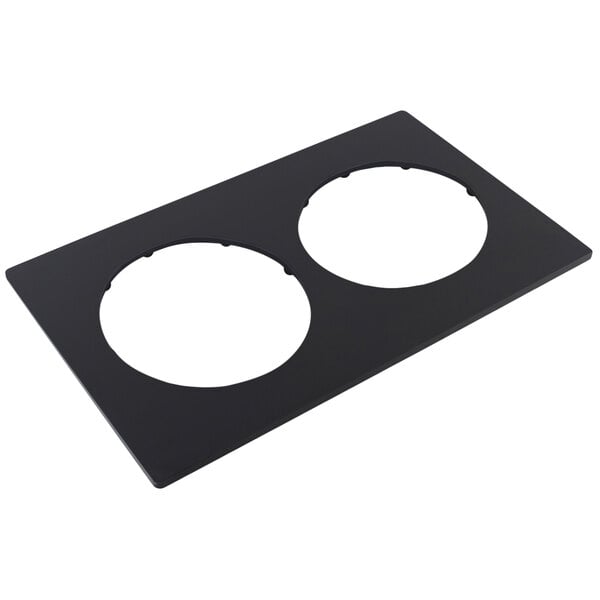 A black rectangular Bon Chef tile with two circles.