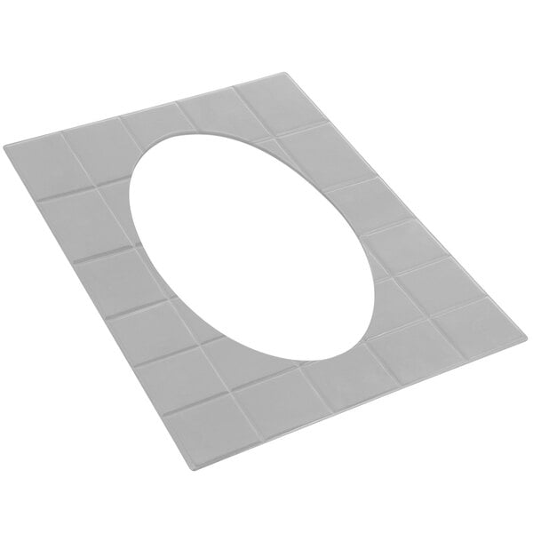 a white oval shaped object with a white circle