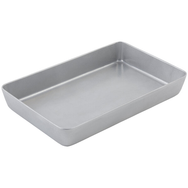 A silver rectangular Bon Chef casserole pan.