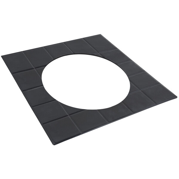 A black square Bon Chef tile with a white circle in the middle.