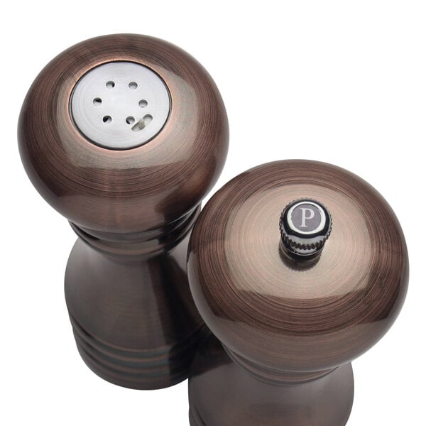 Chef Specialties 7 Inch Burnished Copper Pepper Mill and Salt Shaker Gift Set