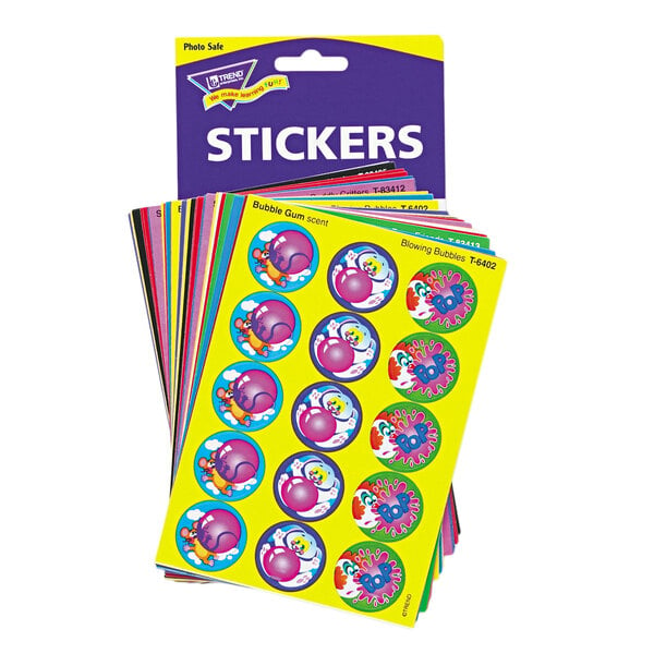 A package of Trend Stinky Stickers with colorful designs.