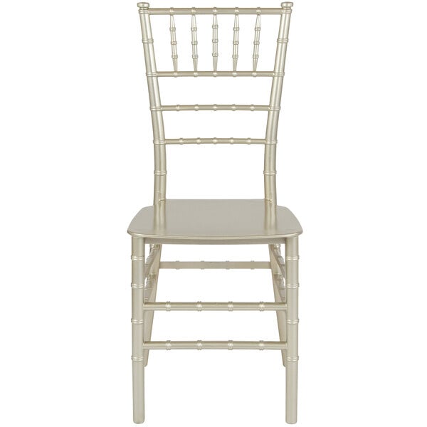 A white Flash Furniture chiavari chair.