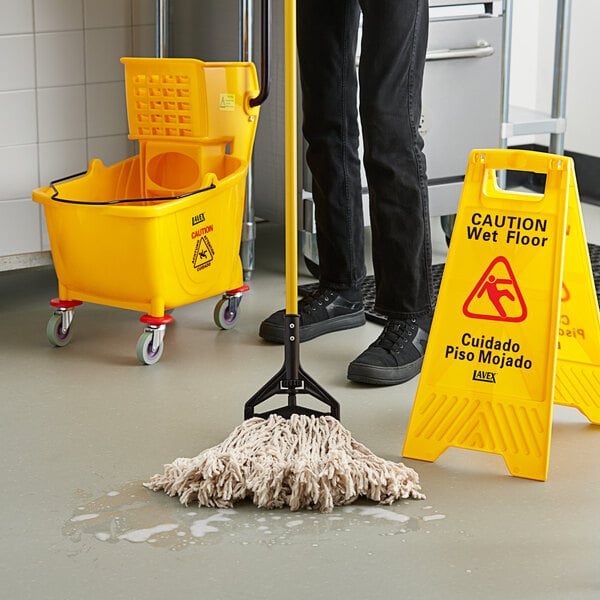 mopping a concrete floor