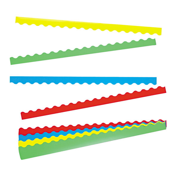 A set of colorful plastic border strips.