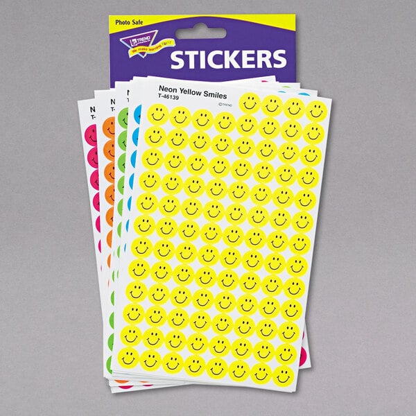 Trend Superspots Neon Smiles Stickers Variety Pack Neon Green, 2500 Smilies 