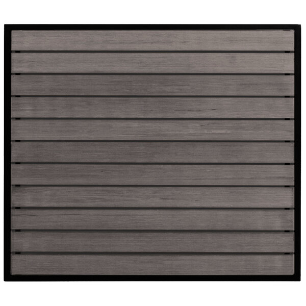 A wood panel with black stripes on it.