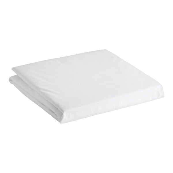 A folded white standard twin size bed bug proof mattress cover.