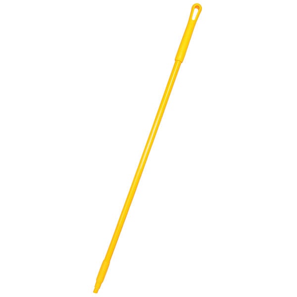 A yellow stick with a Carlisle yellow threaded broom/squeegee handle.