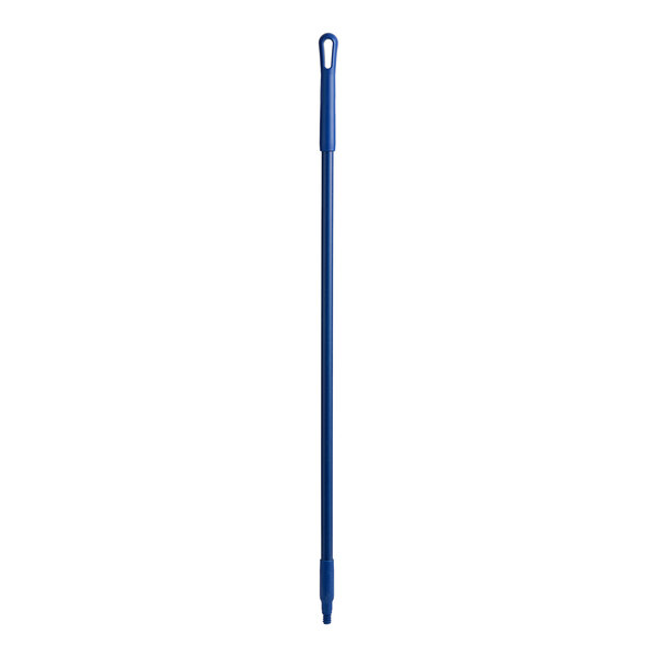 A blue fiberglass broom/squeegee handle with threaded ends.