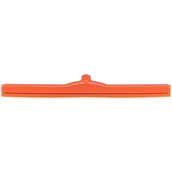 An orange plastic Carlisle floor squeegee with a plastic frame and double foam blade.