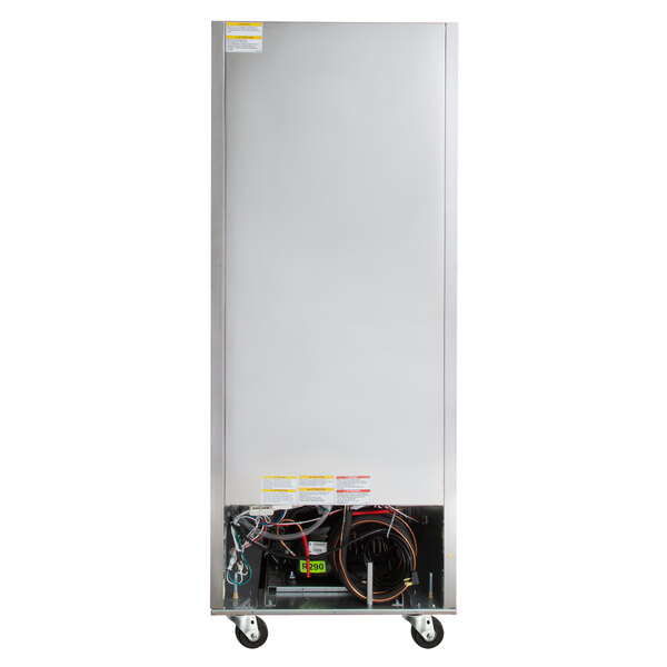 A silver stainless steel Beverage-Air reach-in refrigerator.